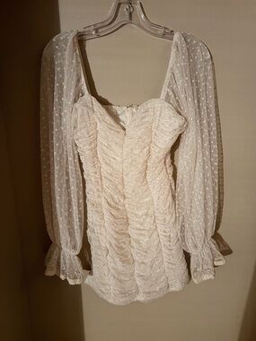 Fashion Nova Cream Lace Mini Dress